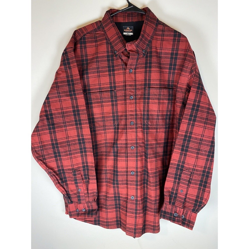 Ridgecut Flannel Shirt Men's‎ XLT Tall Red Black Plaid Outdoors Hunting